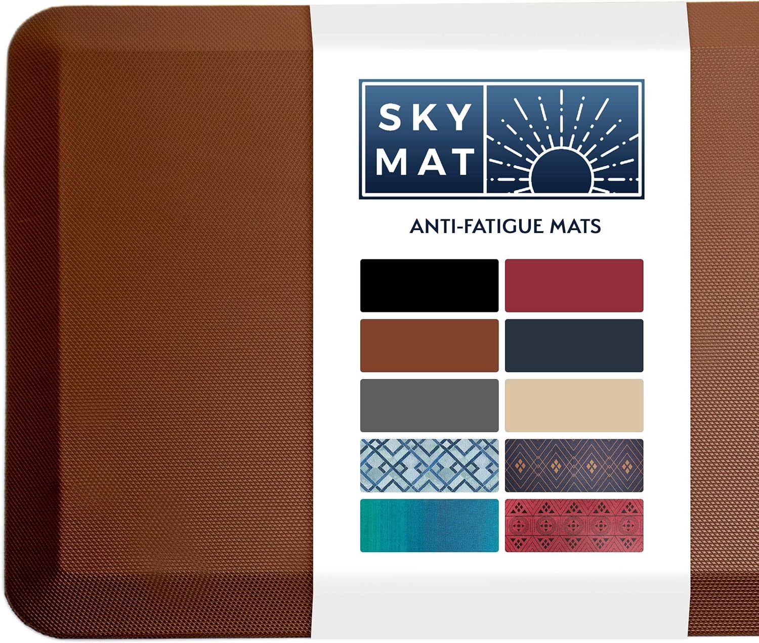 Sky Solutions Anti Fatigue Mat - 3/4" Cushioned Kitchen Rug and Standing Desk Mat & Garage - Non Slip, Waterproof and Stain Resistant (20" x 39", Brown)