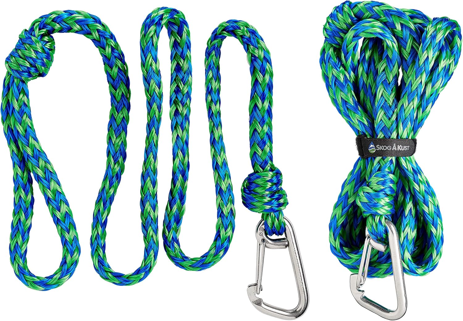 Premium PWC Dock Lines | 2-Pack Heavy Duty Braided Ropes, 3/4’’ x 7ft & 14ft Lengths, with 316 Stainless Steel Clip by Skog Å Kust