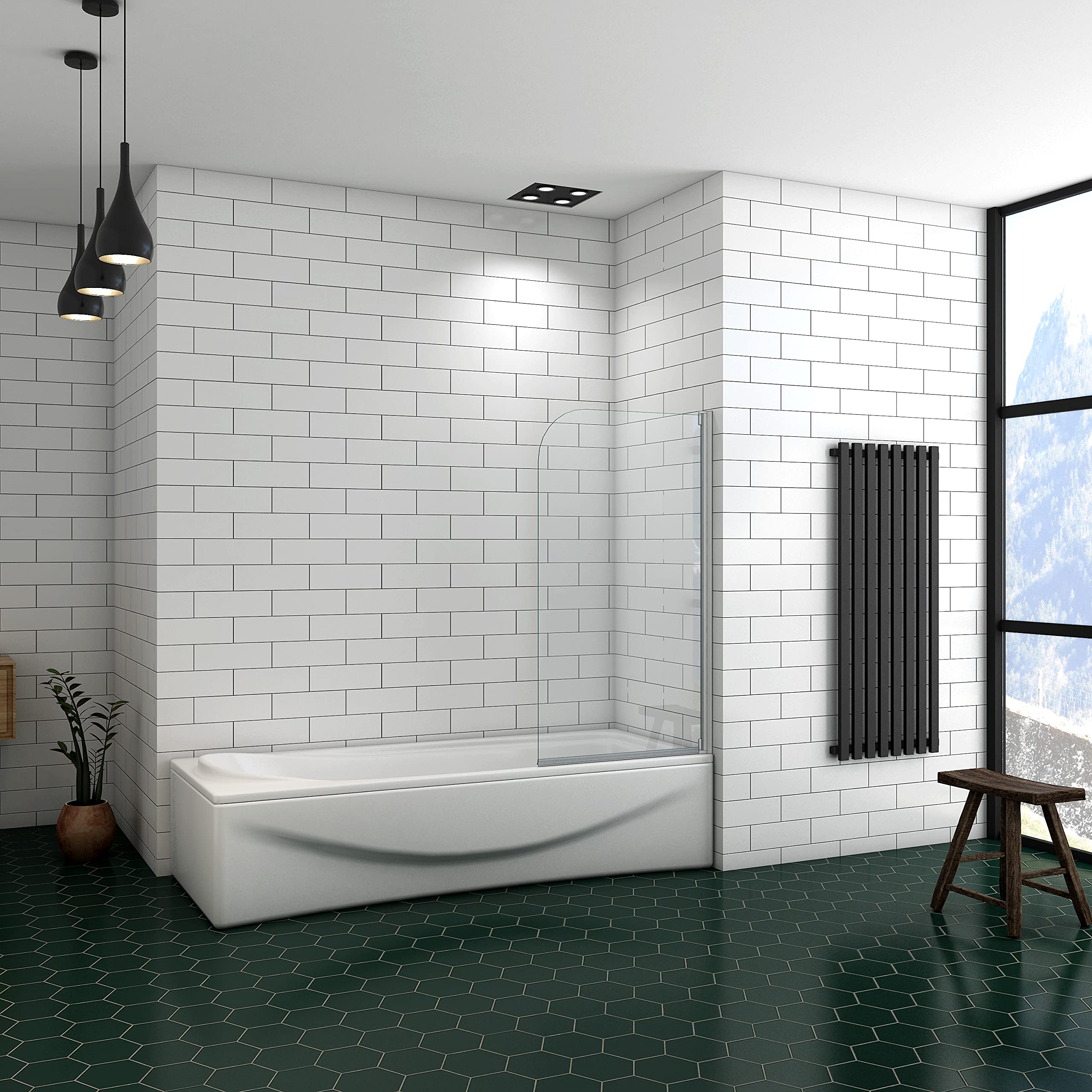 Ducha Casa 140x70cm Mampara de bañera abatible, Aluminio mate, Cristal 4mm templado