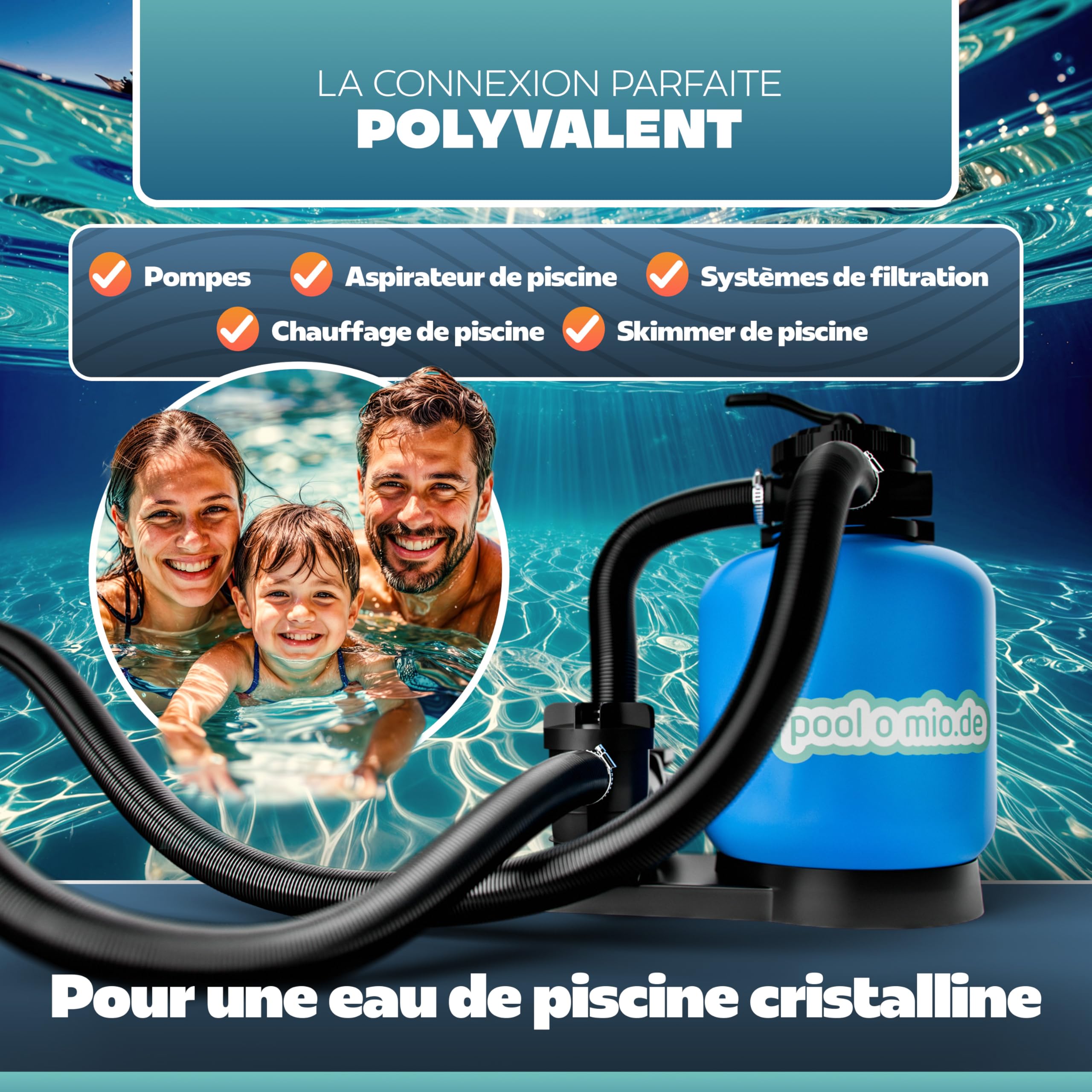 Tuyau Pour Piscine Noir, Tuyau Solaire, Ø 38 mm, Divisible tous les 158 cm, Longueur: 6,3 m