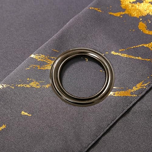 Miniatura 5 de Taisier Home Cortinas texturizadas de lino con estampado de lámina dorada, diseño geométrico de mármol para sala de estar, tratamiento de ventana de