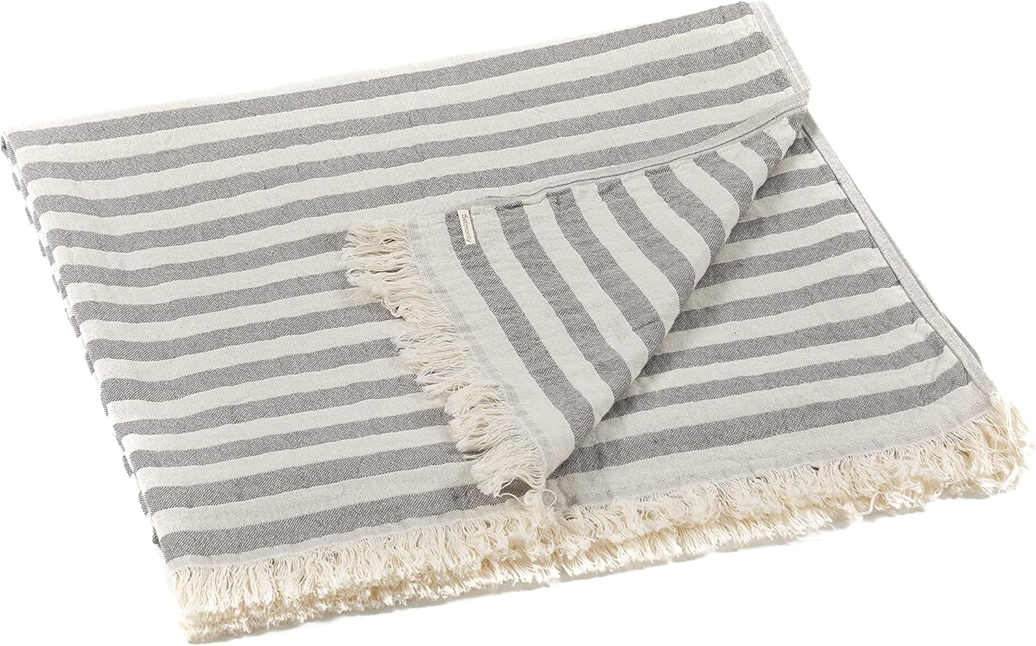 Luxury Turkish Bath, Beach Towel | 100% Cotton, 35 x 63 Inches | Peshtemal, for SPA, Beach, Pool, Gym and Bathroom (Beige – Anthracite)