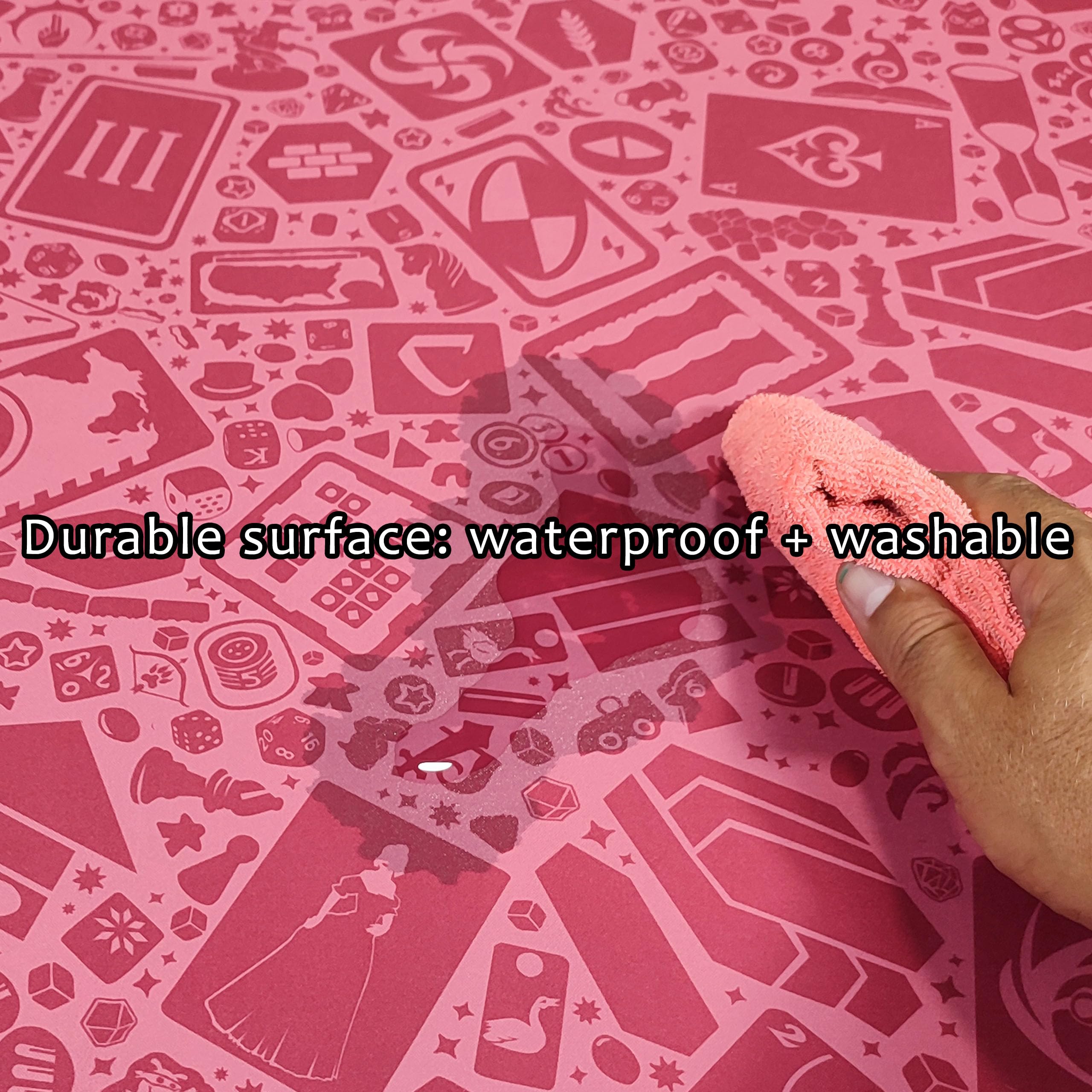 Neoprene Play Mat | Tappetino specializzato per Giochi da Tavolo, Dadi e Carte | Impermeabile, Antiscivolo e Arrotolabile (Gaming Pink)
