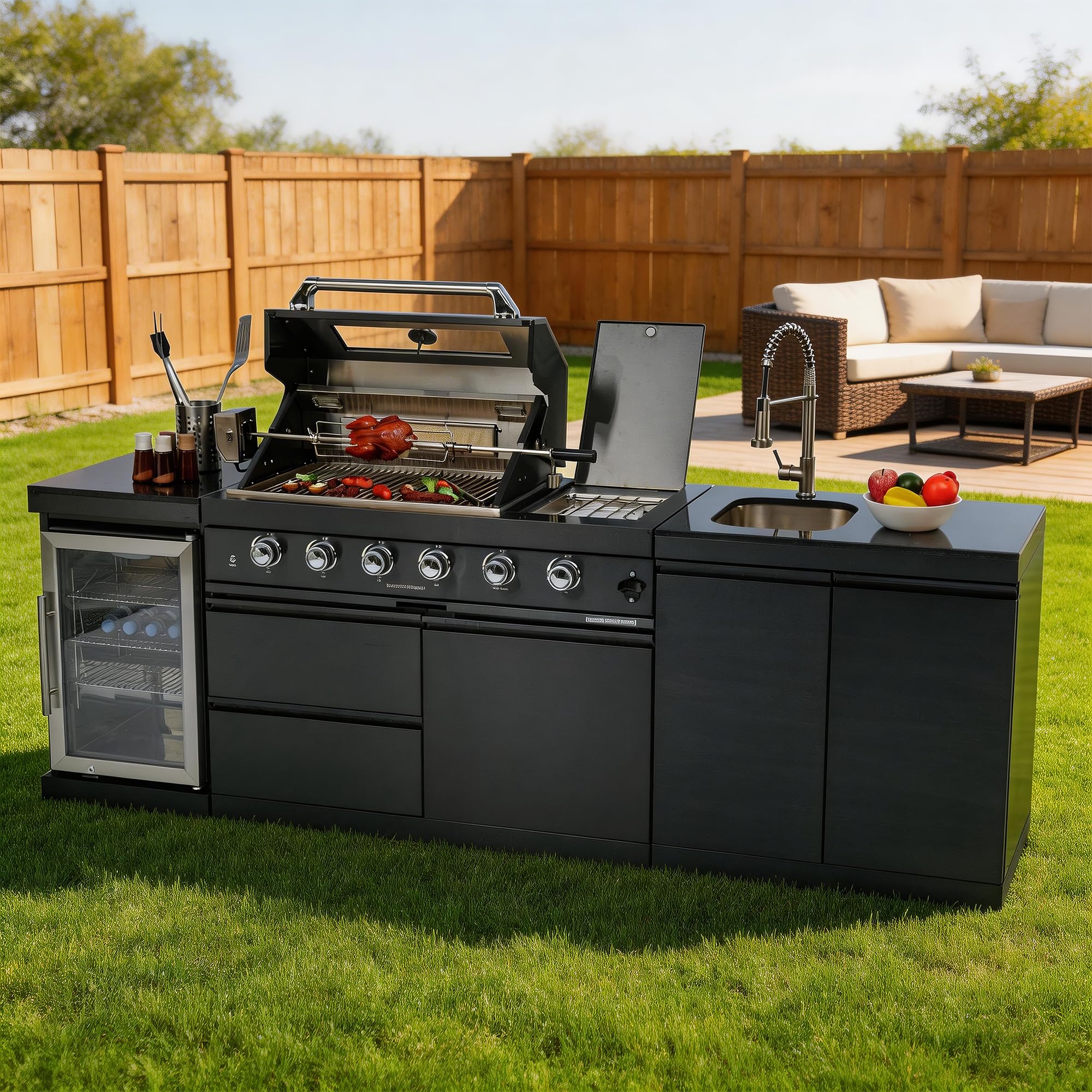 プロストック　ブラックアウト　98inch 18×20 G3 Amazon.com: 98-Inch Modular Propane Outdoor Kitchen Island, All-in