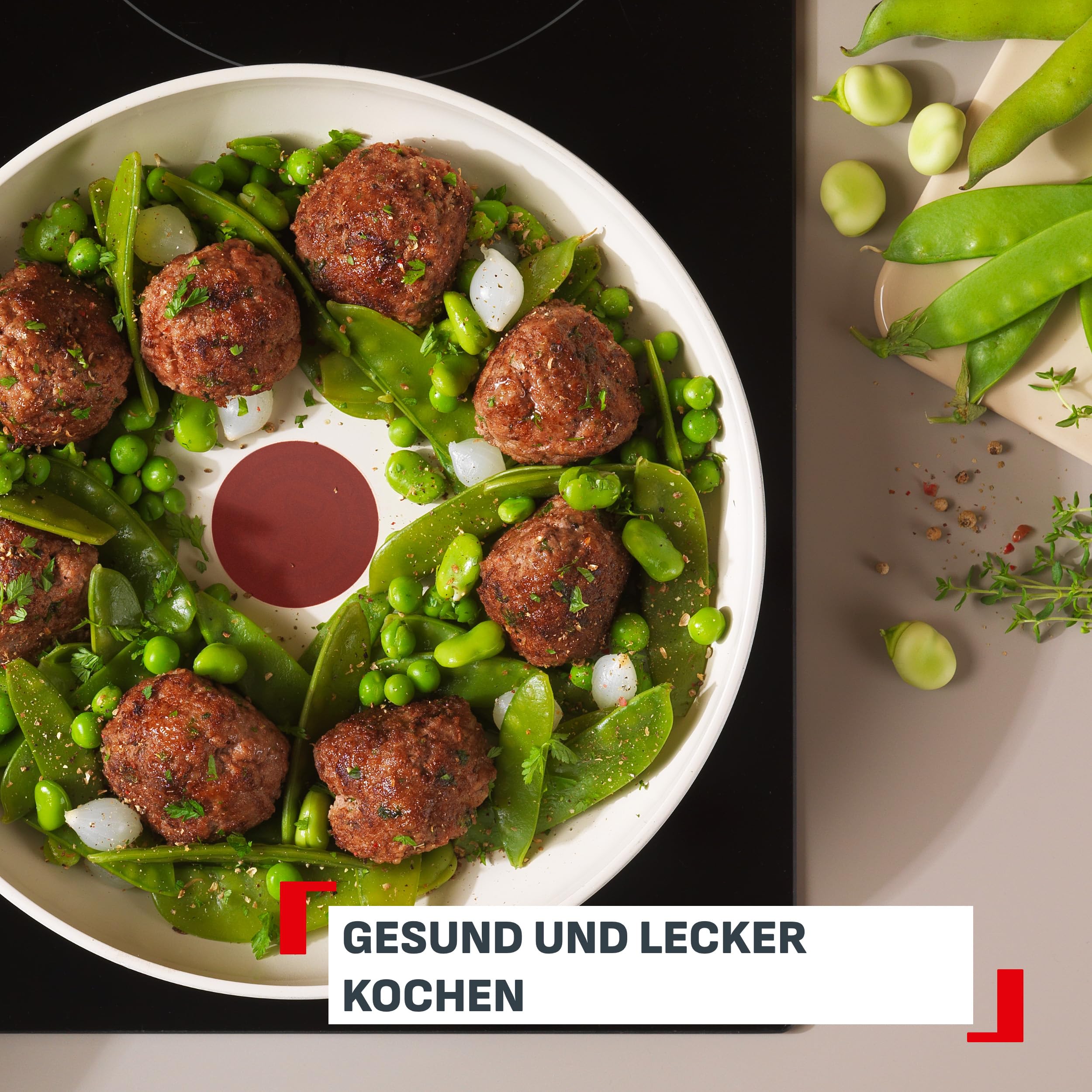 Tefal Reflect On 2-tlg. Pfannen-Set, 24/28 cm, keramische Antihaftbeschichtung, recycelter Aluminiumkörper, Thermo-Signal, für alle Herdarten, einfache Reinigung, Creme, G0229032