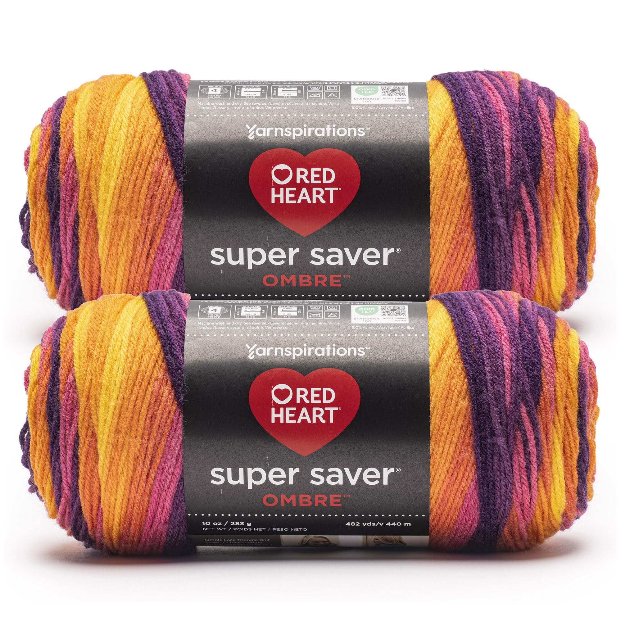Amazon.com: Red Heart Super Saver Ombre Sunset Yarn - 2 Pack of