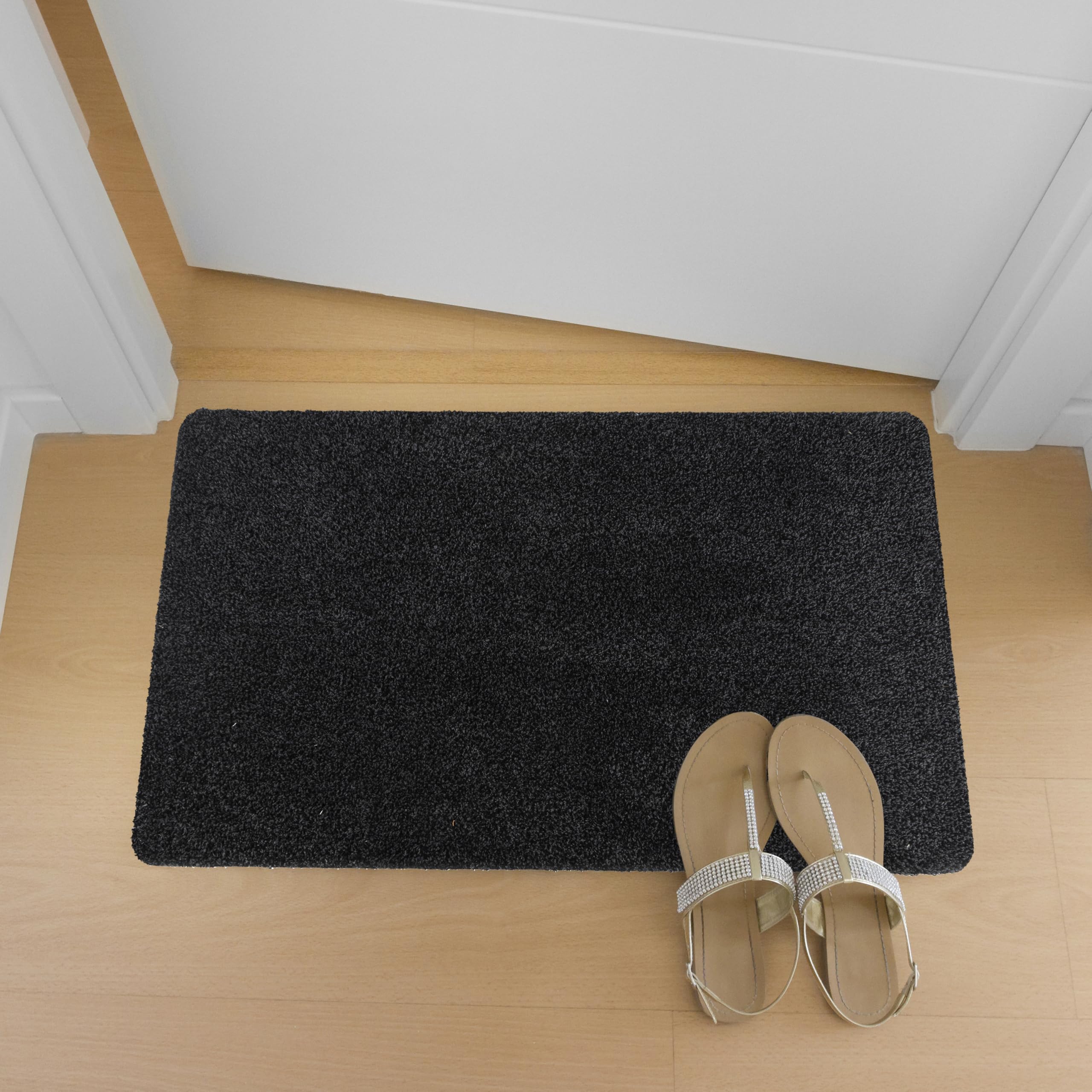 Primaflor Schmutzfangmatte Aqua Stop | 100 x 120 cm | Granit | 80 % Baumwolle, bei 30 °C waschbar, 6 mm flach und mit rutschhemmendem Vinylrücken für Eingang, Flur und Tür
