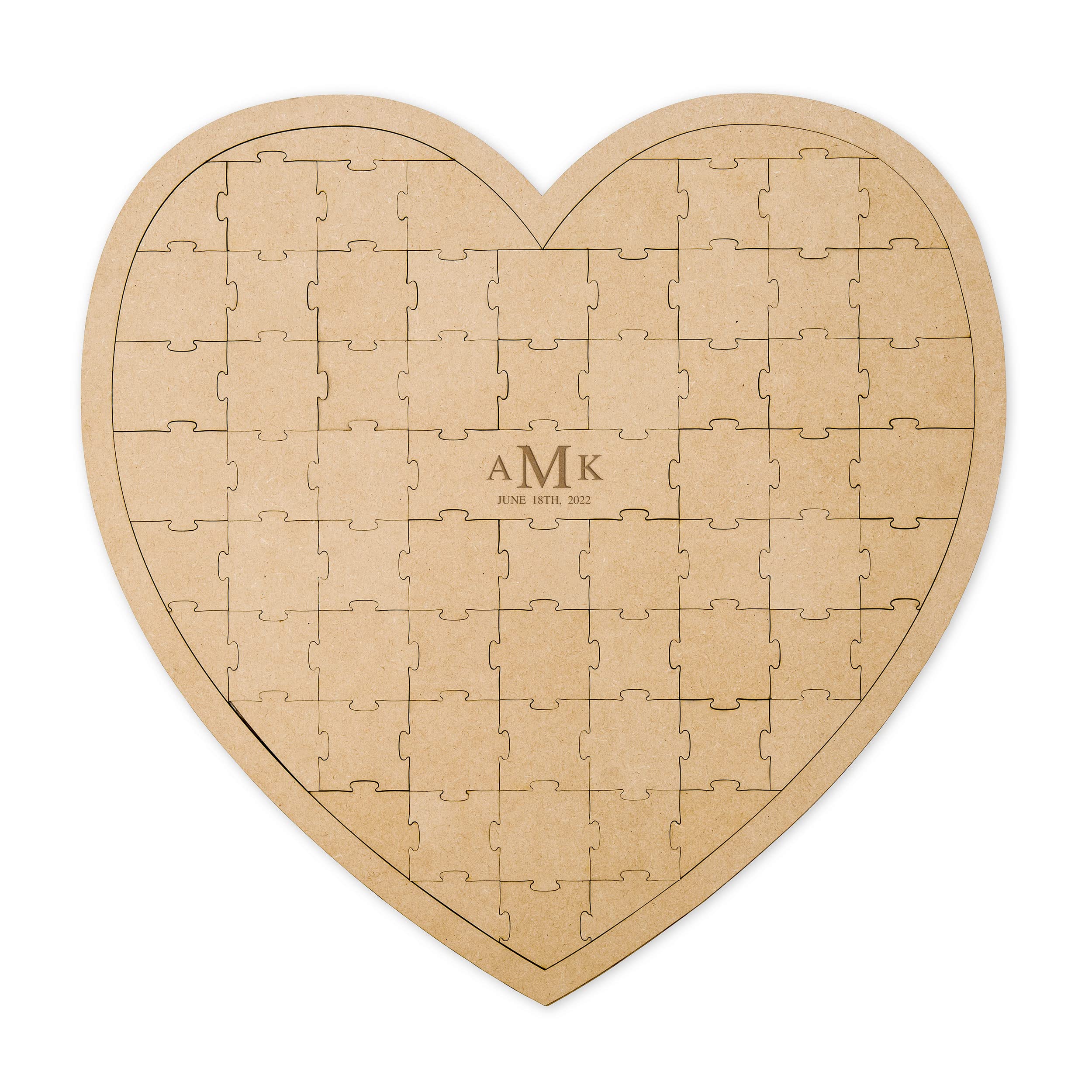 WEDDINGSTAR Customizable Wooden Heart Puzzle Wedding Guest Book - Traditional Monogram