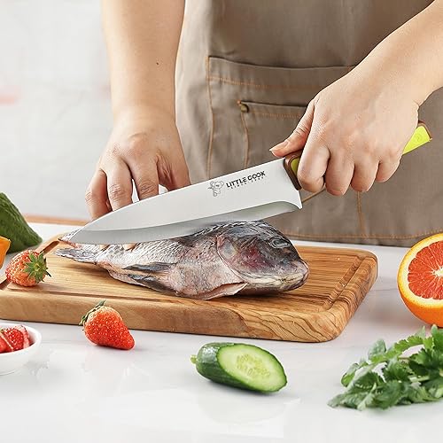 Miniatura 9 de Juego de cuchillos de cocina de 6 piezas con cubiertas, cuchillos afilados de acero inoxidable con mango ergonómico antideslizante, bonito y