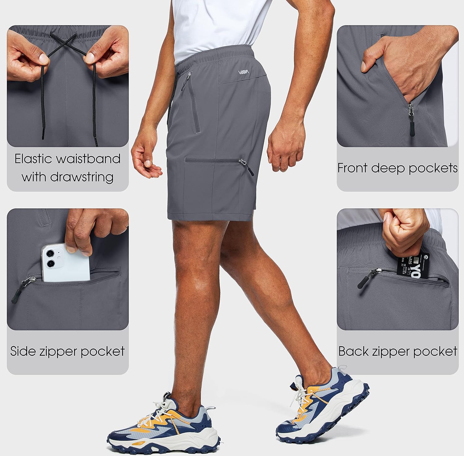 Viodia Men's Hiking Cargo Shorts Stretch Quick Dry Lightweight Shorts for Men Fishing Athletic Shorts with Pockets - Image 4
