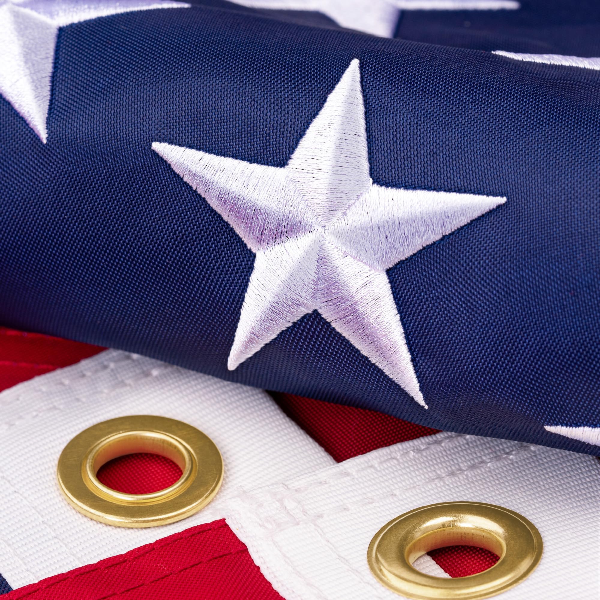 American Flag 3x5 ft for Outside, Heavy Duty Made in USA Longest Lasting, Tough Nylon US Flags with Embroidered Stars, Sewn Stripes, Brass Grommets, Indoor/Outdoor All Weather Use