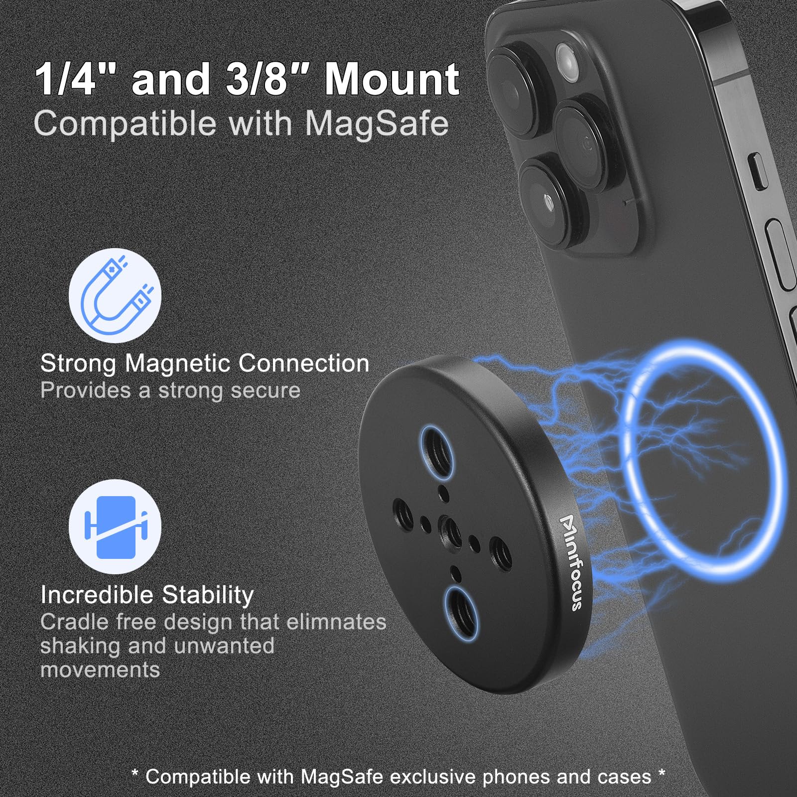 Amazon.com: MINIFOCUS Magsafe Tripod Adapter, Magnetic Phone