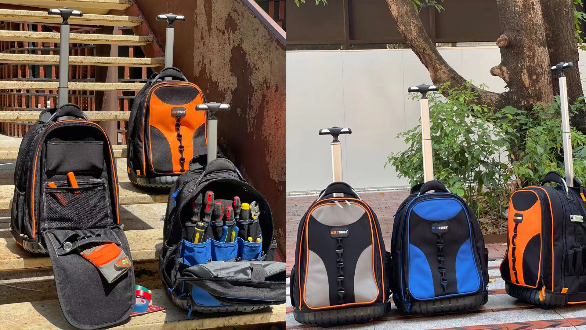 HOKUTAN ホクタン MELLOW トラベル M ブラック×レッド MELOTOUGH Wheeled Rolling Tool Backpack Heavy Duty Tradesman Pro