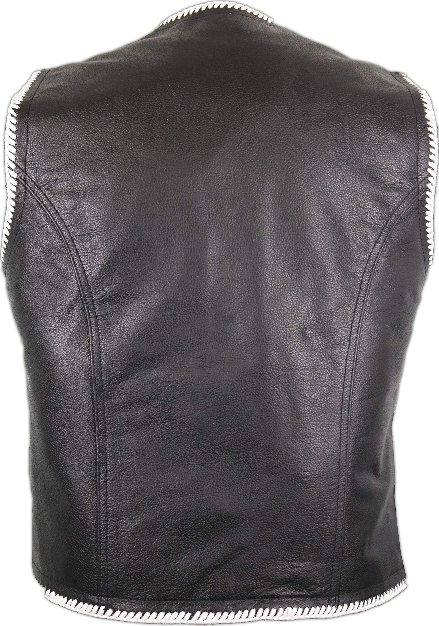 Gilet en cuir pour homme noir avec extra blancs S noir / blanc