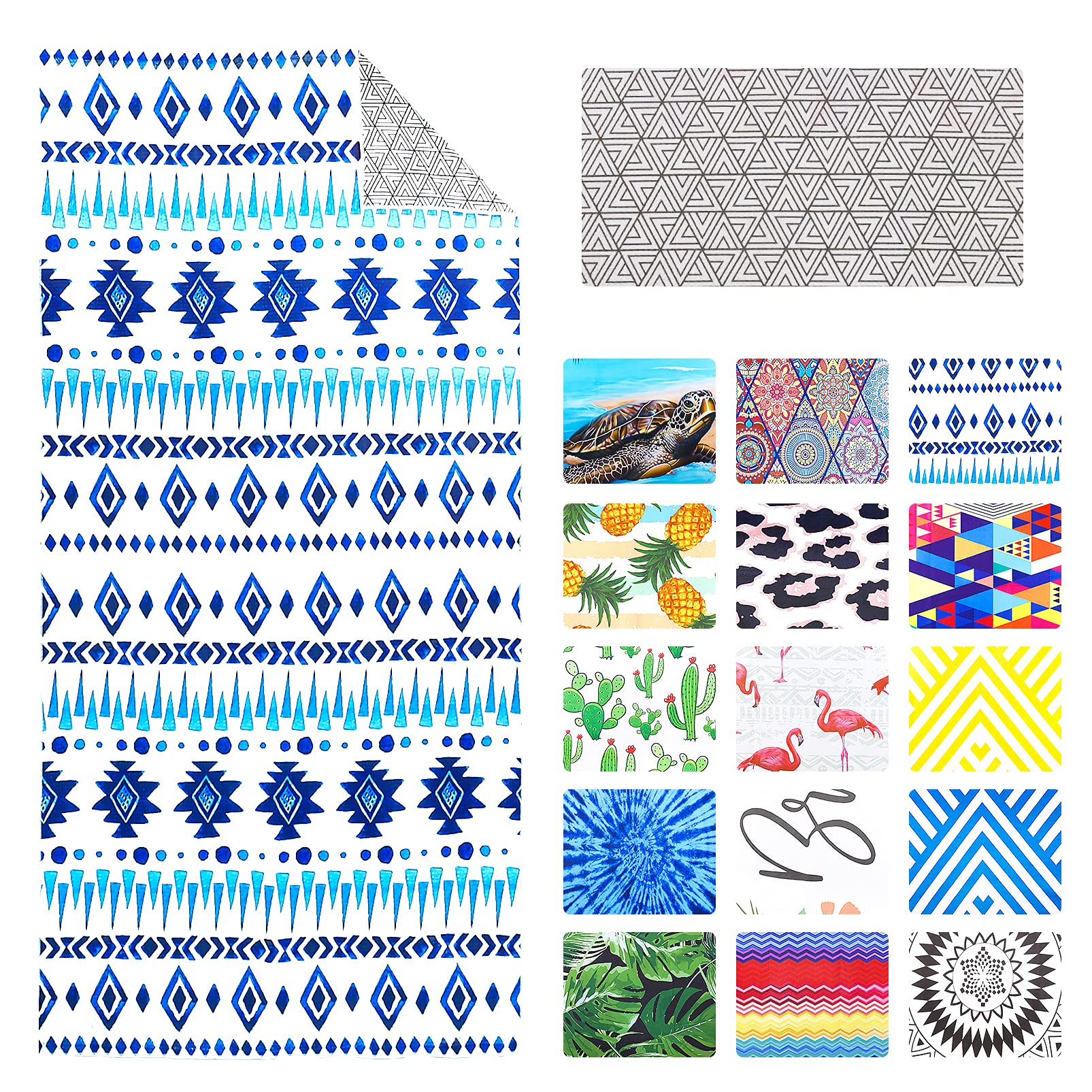 Mandala Oversized Microfiber Pool Sandproof Beach Towel - 72"x36"Quick Fast Dry Sand Free Proof Extra Large Big Outdoor Travel Swim Micro Fiber Blanket Yoga Mat Personalized Women Men Blue Boho