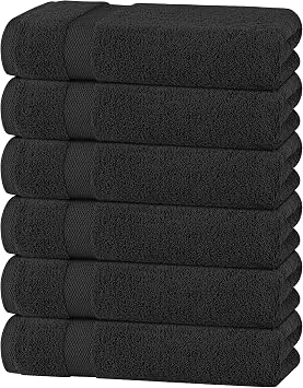 White Classic Wealuxe Black Bath Towels 24x50 Inch, Cotton Towel Set for Bathroom, Hotel, Gym, Spa, Soft Extra Absorbent Quick Dry 6 Pack