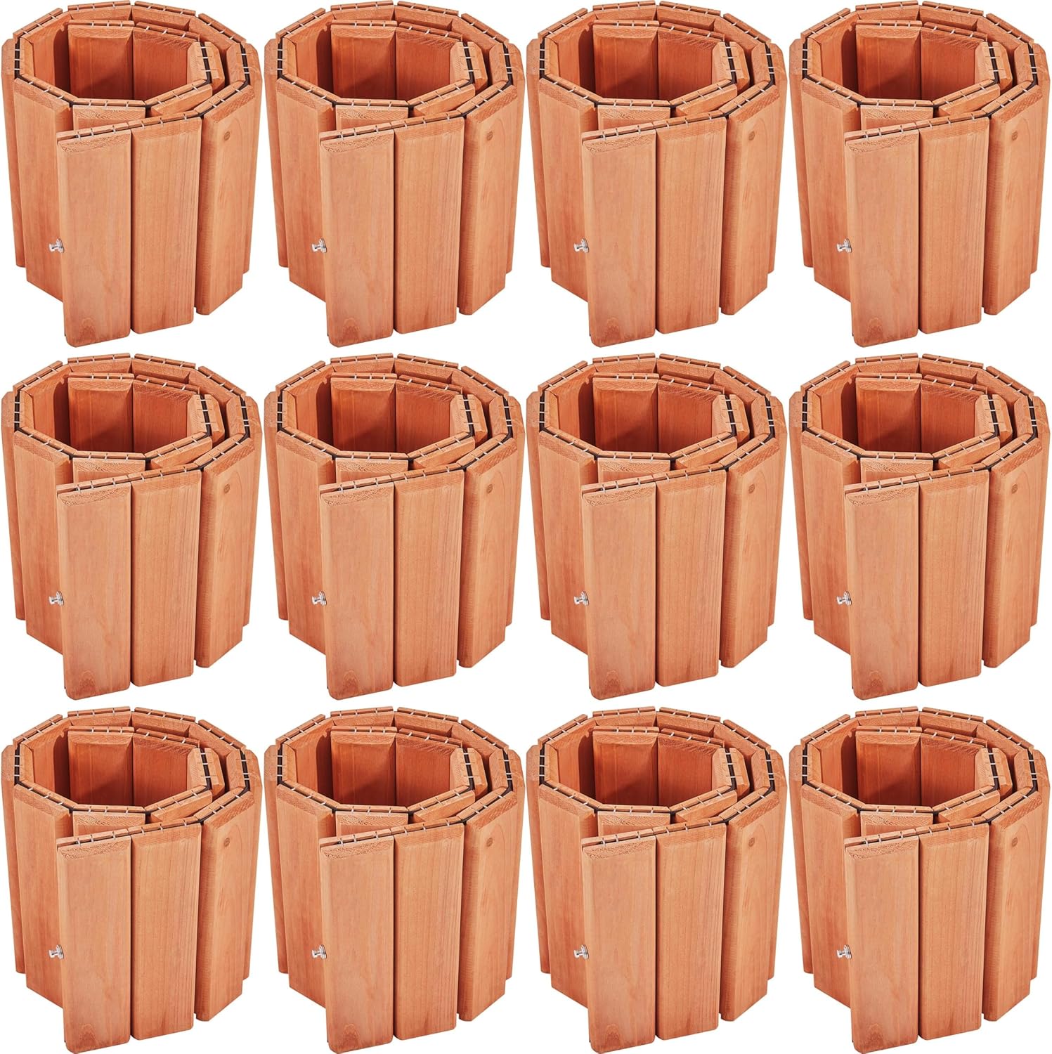 Yaheetech Wood Garden Fence,12pcs Outdoor Wooden Landscape Edging Flexible No Dig Decorative Border for Spring Yard Patio Pathway Courtyard Maintenance,Brown-356in