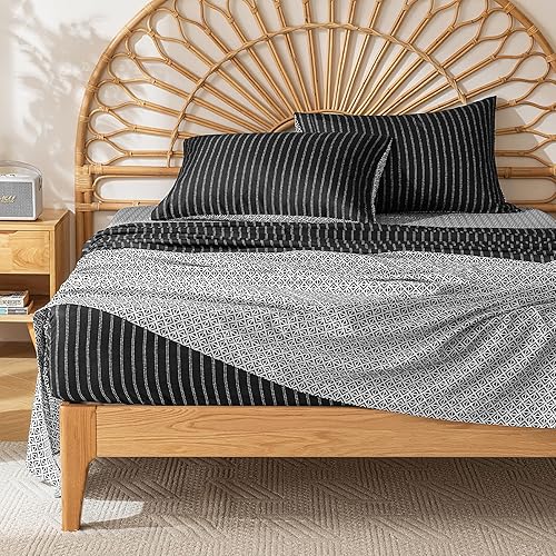 Miniatura 5 de ARTALL Juego de sábanas de 4 piezas tamaño King, sábanas de microfibra suave para todas las estaciones, incluye 2 fundas de almohada, 1 sábana