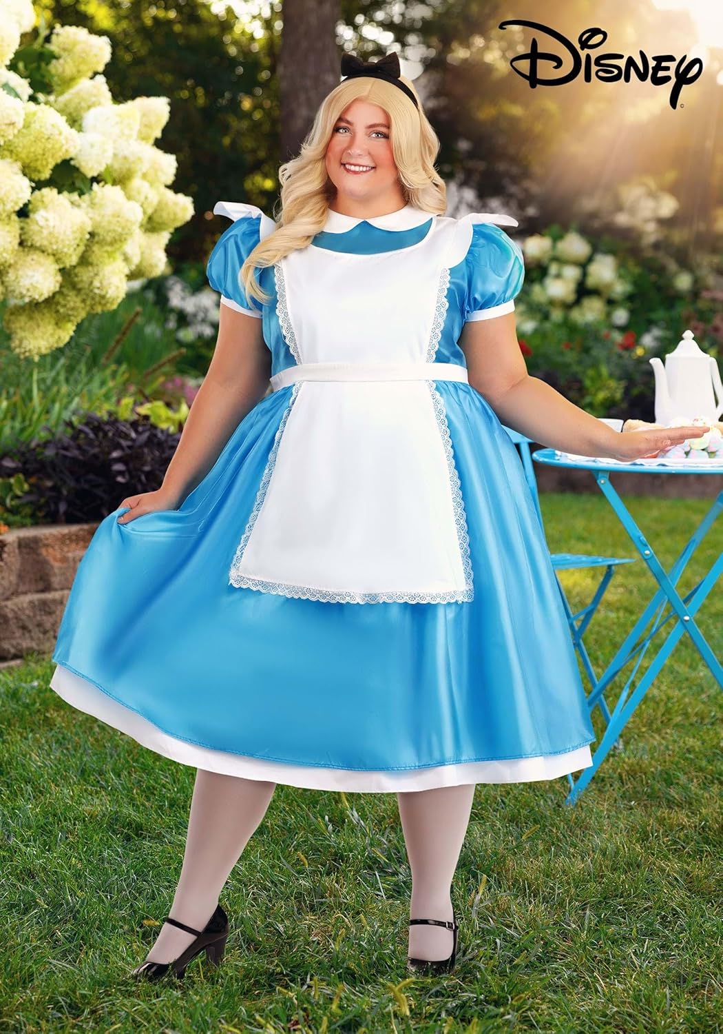 Women's Plus Size Deluxe Disney Alice Costume, Disney Princess Costumes for Adults, Blue Dress Fairytale Cosplay