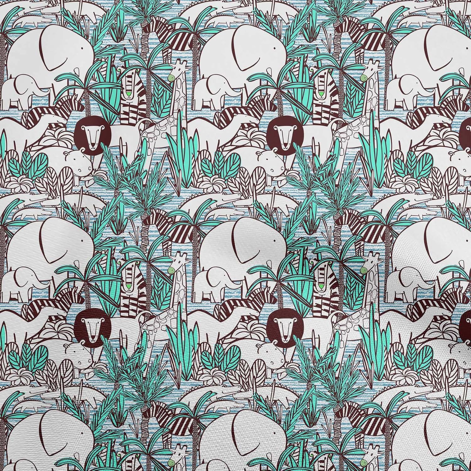 oneOone Cotton Flex Sea Green Fabric Kids Animal Fabric for Sewing Printed Craft Fabric By The Yard 40 Inch Wide