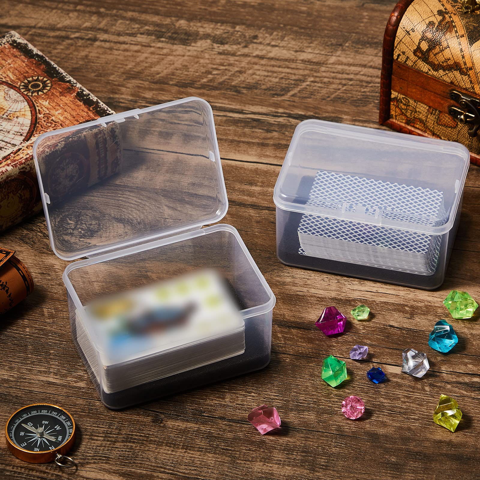 PerKoop 8 Stück Kunststoff-Kartenetui, Kartenboxen, transparente Kartendecks, Kunststoff-Spielkartenhalter, Standard-Spielkartendecks, Organizer, für Reisespiel, 11,9 x 8,4 x 6,3 cm, Karten nicht im