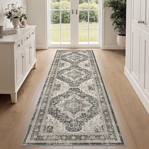 Miniatura 110 de Alfombras de área de 8 x 10 pies para sala de estar, vintage lavable con parte trasera antideslizante, resistente a las manchas, alfombra de área