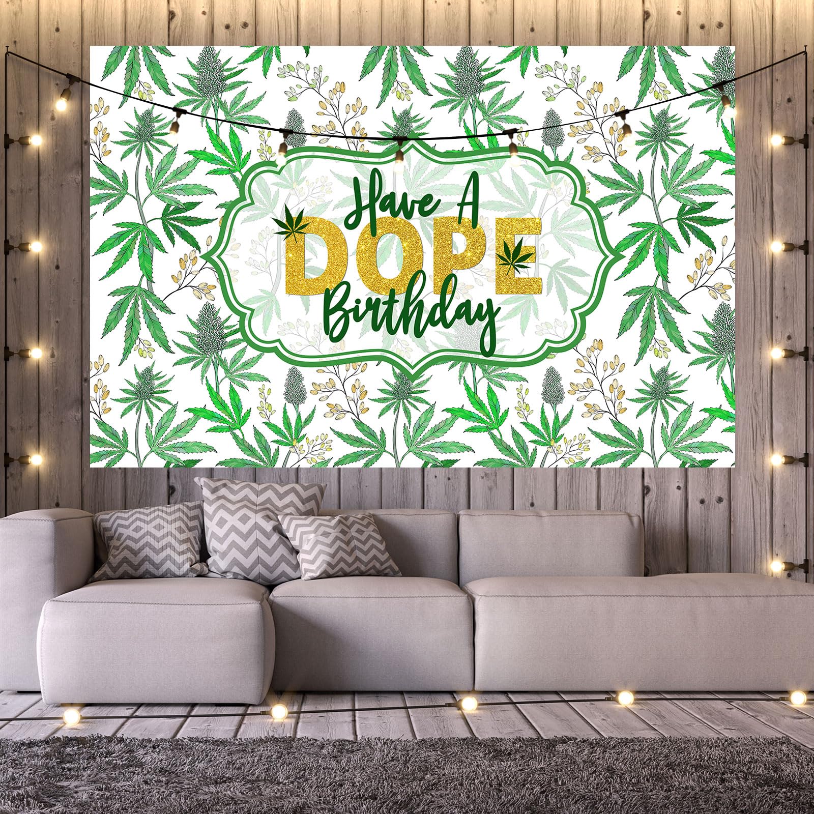 Zliisang Fotohintergrund „Have A Dope Geburtstag“ – 1,8 X 1,1 M, Unkraut-Motiv Grün – Für Erwachsenen-Partys & Fotografie