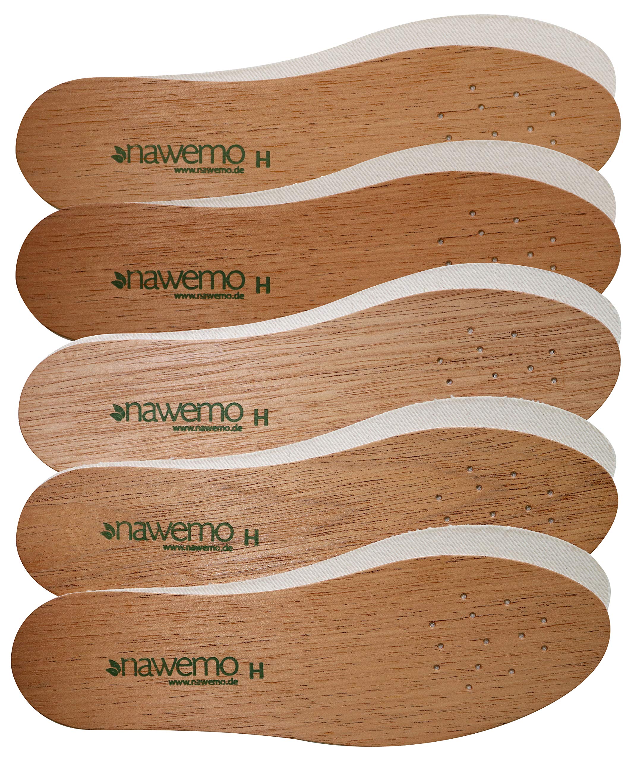 Nawemo 5er Pack/5 Paar Zedernholzsohlen Herren, antibakterielle Zedernholz Einlegesohlen gegen Schweißfüße, Fußgeruch, Fußpilz und Nagelpilz, dünne Einlegesohlen braun, Größe 43EU