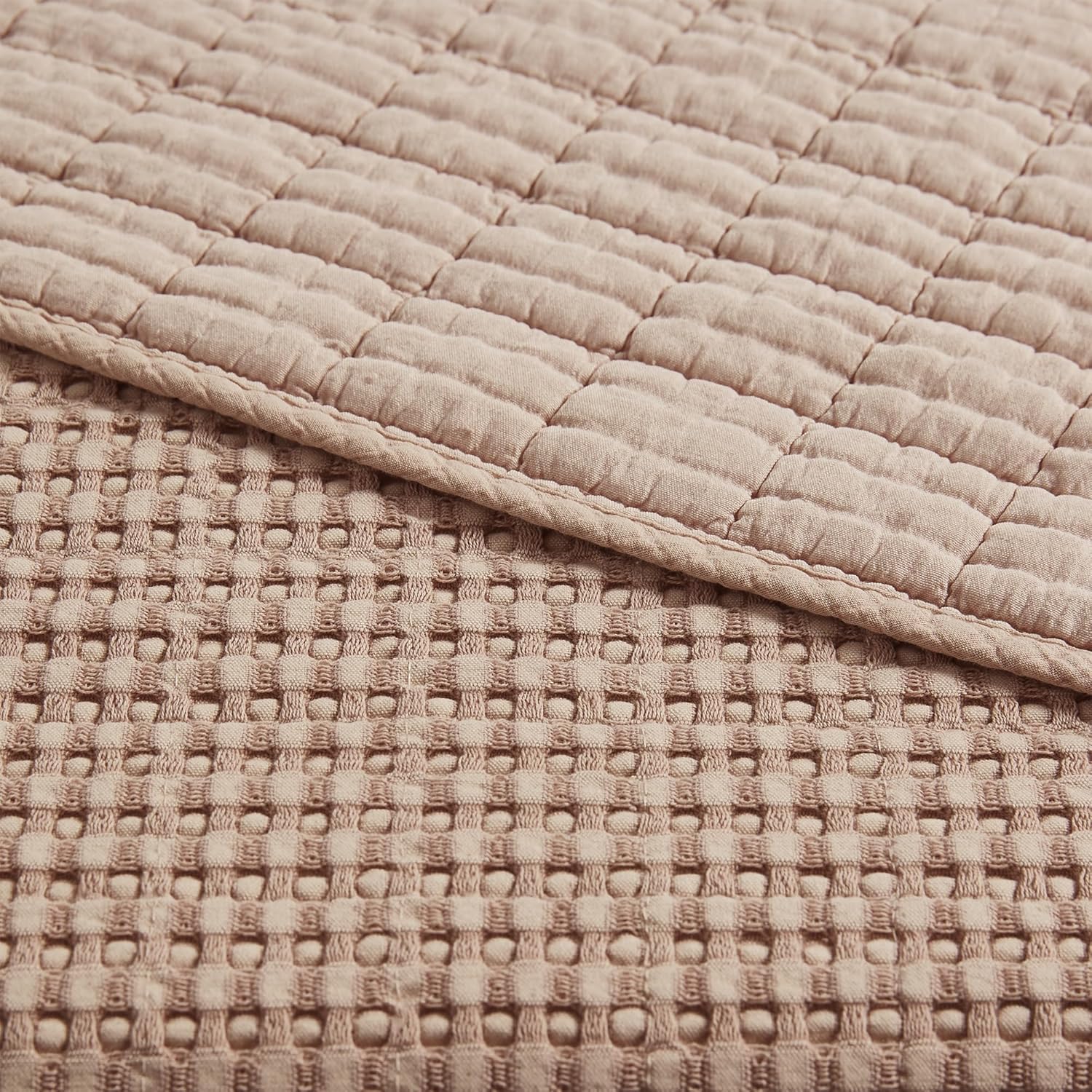 Levtex Home Mills Waffle Full/Queen Quilt Set (88x92in) with 2 Pillow Shams (26x20in) - Blush - Cotton Waffle Full/Queen Size Quilt Bedding Set - Lightweight, Soft, Pre-Washed - Image 8