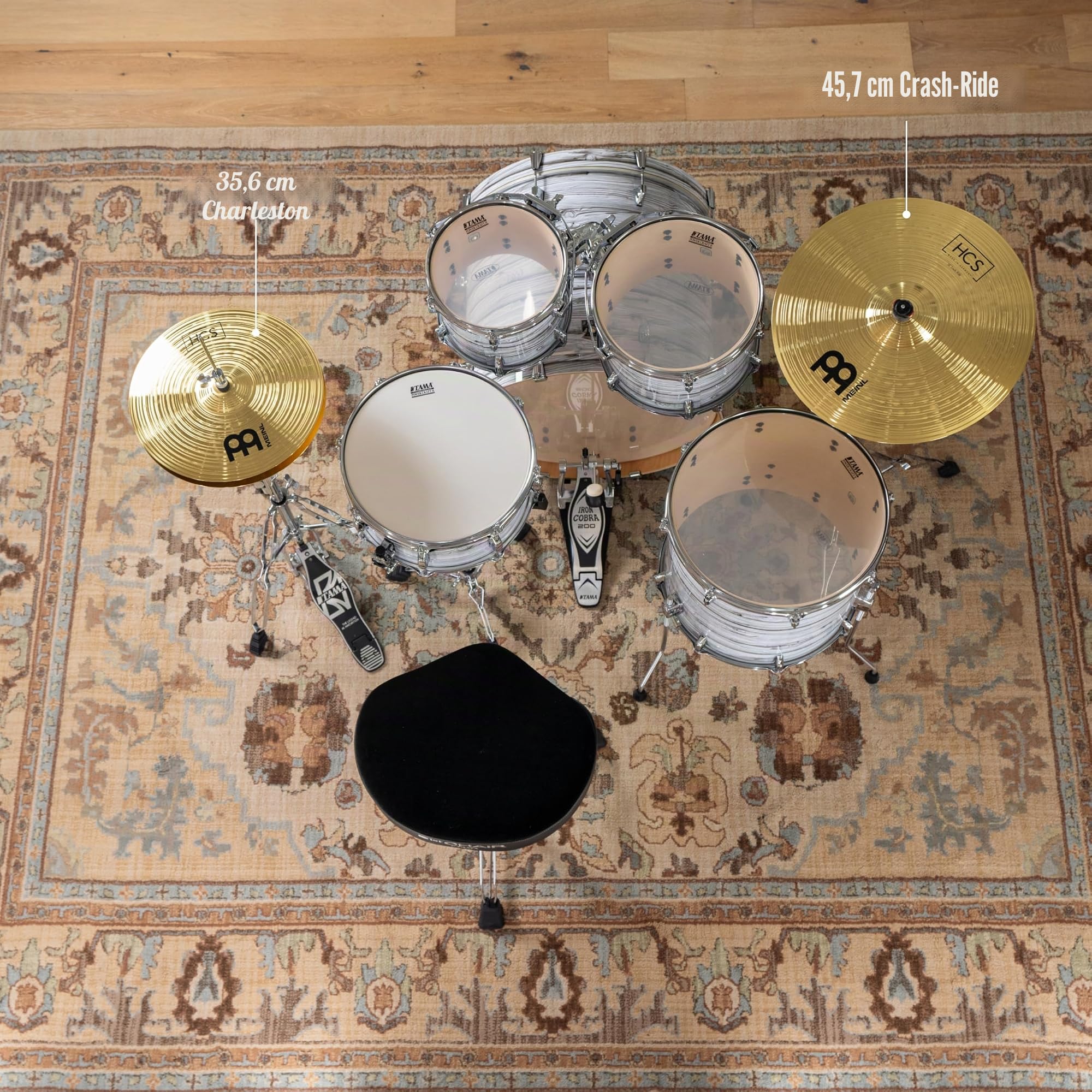 Meinl Cymbals HCS Set de Cymbales Basique avec Hihat 14 pouces et Cymbale Crash-Ride 18 pour Batterie – Finition Traditionelle en Laiton, fabriquée en Allemagne (HCS1418)