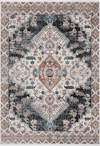 Miniatura 3 de Abani Alfombra clásica de 2 x 3 pies, color gris y beige, colección Azure