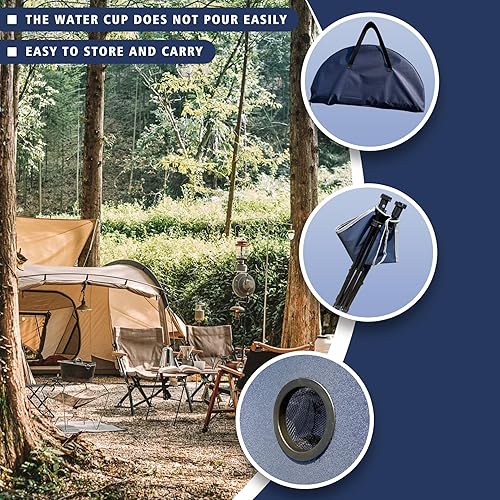 Miniatura 10 de Mesa de camping portátil, mesa de picnic plegable, mesa portátil al aire libre con bolsa de transporte y 4 soportes para tazas, mesa de lona