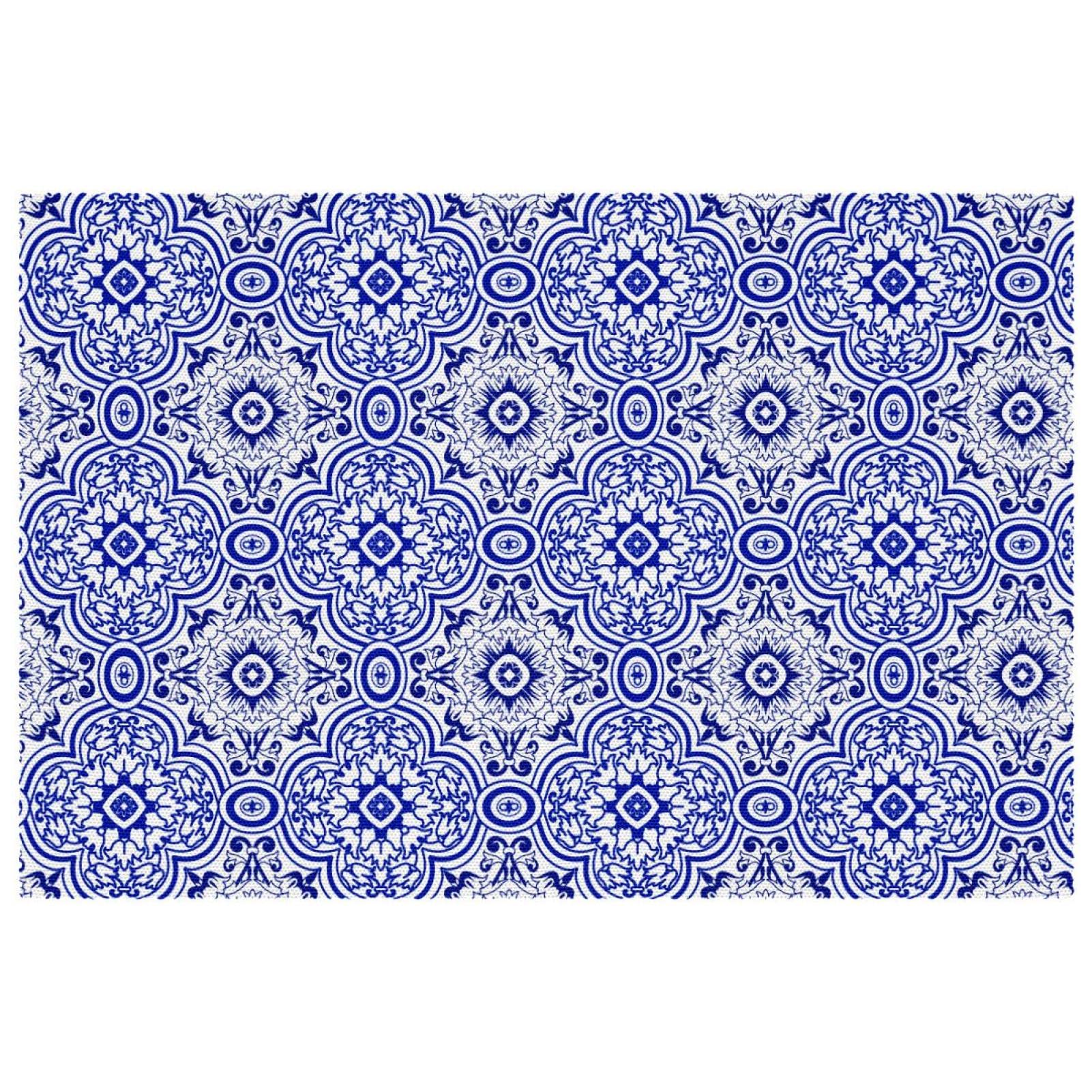 Sets de table anti-tache Azulejo bleu en oxford pour éliminer les marques de chaleur sur le bois