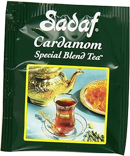 Sadaf Cardamom Tea Bags - Special Blend Cardamom Ceylon Black Tea - Quicktea Product harvested in Sri Lanka - 50 individually foiled teabags (Pack of 1)