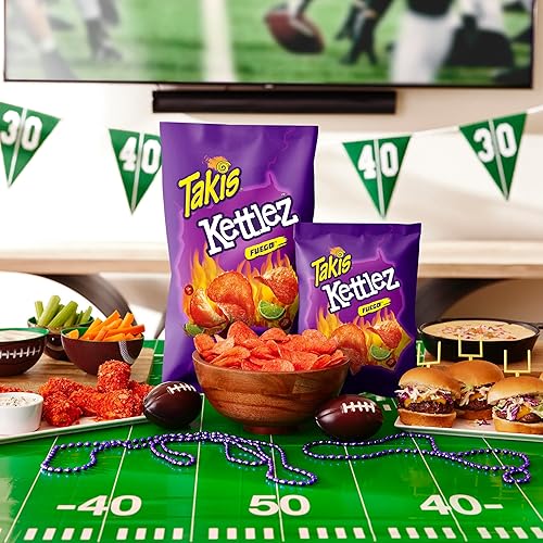 Vista 4 de Takis Fuego Kettlez Patatas fritas de 2.5 onzas, aperitivo de chile picante extremo y sabor a lima