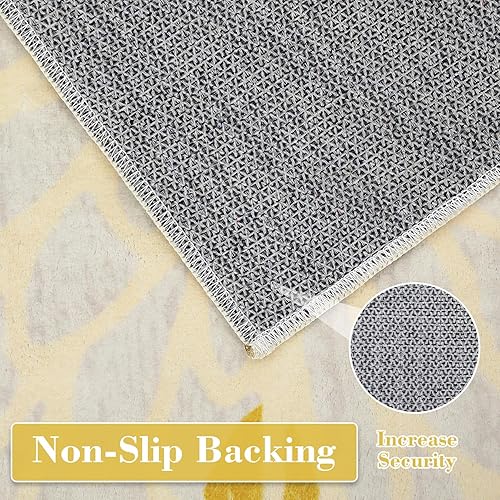 Miniatura 3 de Zacoo Alfombra lavable para sala de estar, alfombra de 4 x 6 pies, antideslizante, resistente a las manchas, alfombra natural tropical, bonita