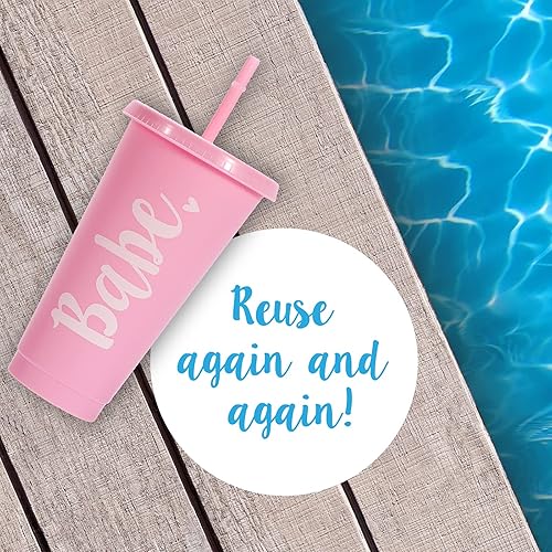 Vista 8 de Pop Fizz Designs Copas de despedida de soltera de Bride & Babe – Paquete de 10 con tapas Copas de dama de honor Suministros y recuerdos