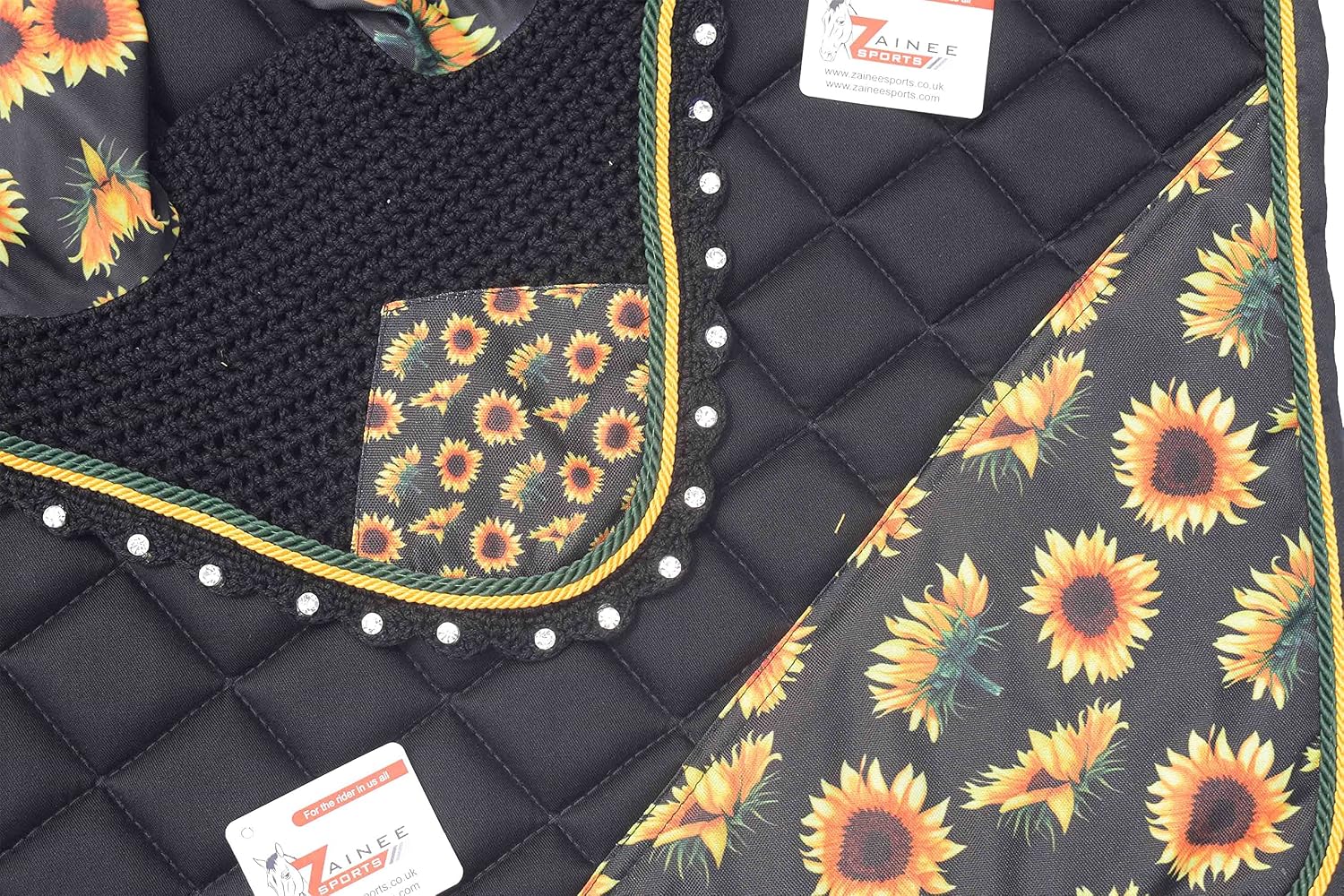 Sunflower All Purpose English Saddle Pad, Handmade Jumping Saddle Pad, Fly Bonnet Special, and This Saddle pad is Perfect for Those who Ride English and Want a Little Extra Sunflower-Themed Flair.