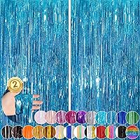 Vista 41 de Cortina de flecos de arcoíris para fiesta, paquete de 2 cortinas de fondo de flecos de aluminio de 3.3 x 8.3 pies para cumpleaños, boda, novia, baby