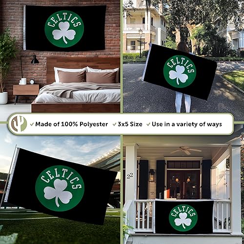 Miniatura 3 de Desert Cactus Boston Celtics Flag Team NBA National Basketball Association 100% poliéster para interiores y exteriores, banderas de 3 x 5 pies