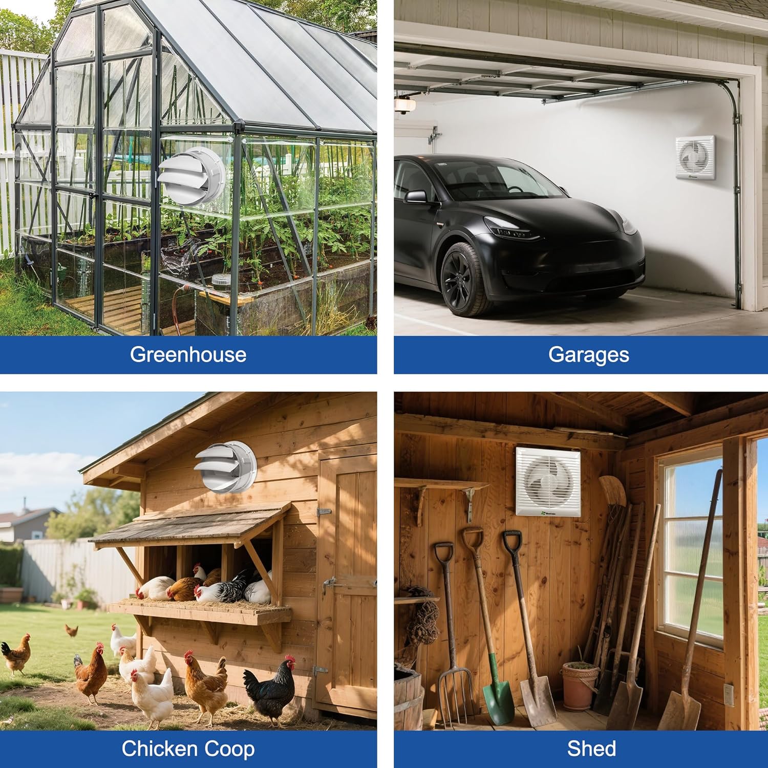 Solar Fan with Battery and Adjustable Thermostat, 8" Solar Powered Fans for Shed with 25W Bifacial Solar Panel & Exhaust Fan for Greenhouse/Outside with Anti-backflow Valve