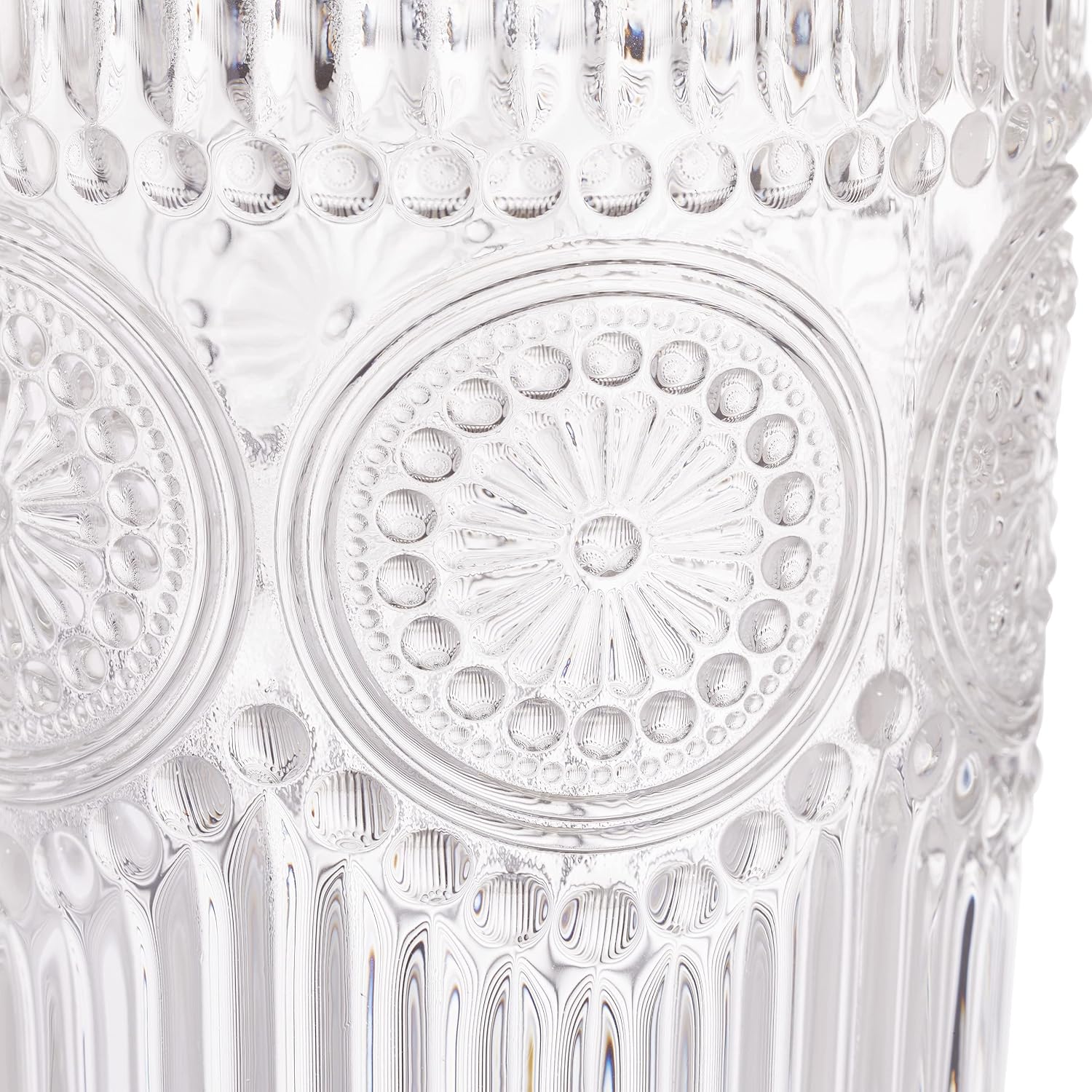 Relaxdays Drinking Glasses, Set of 4, 400 ml, Vintage Glasses Water, Juice