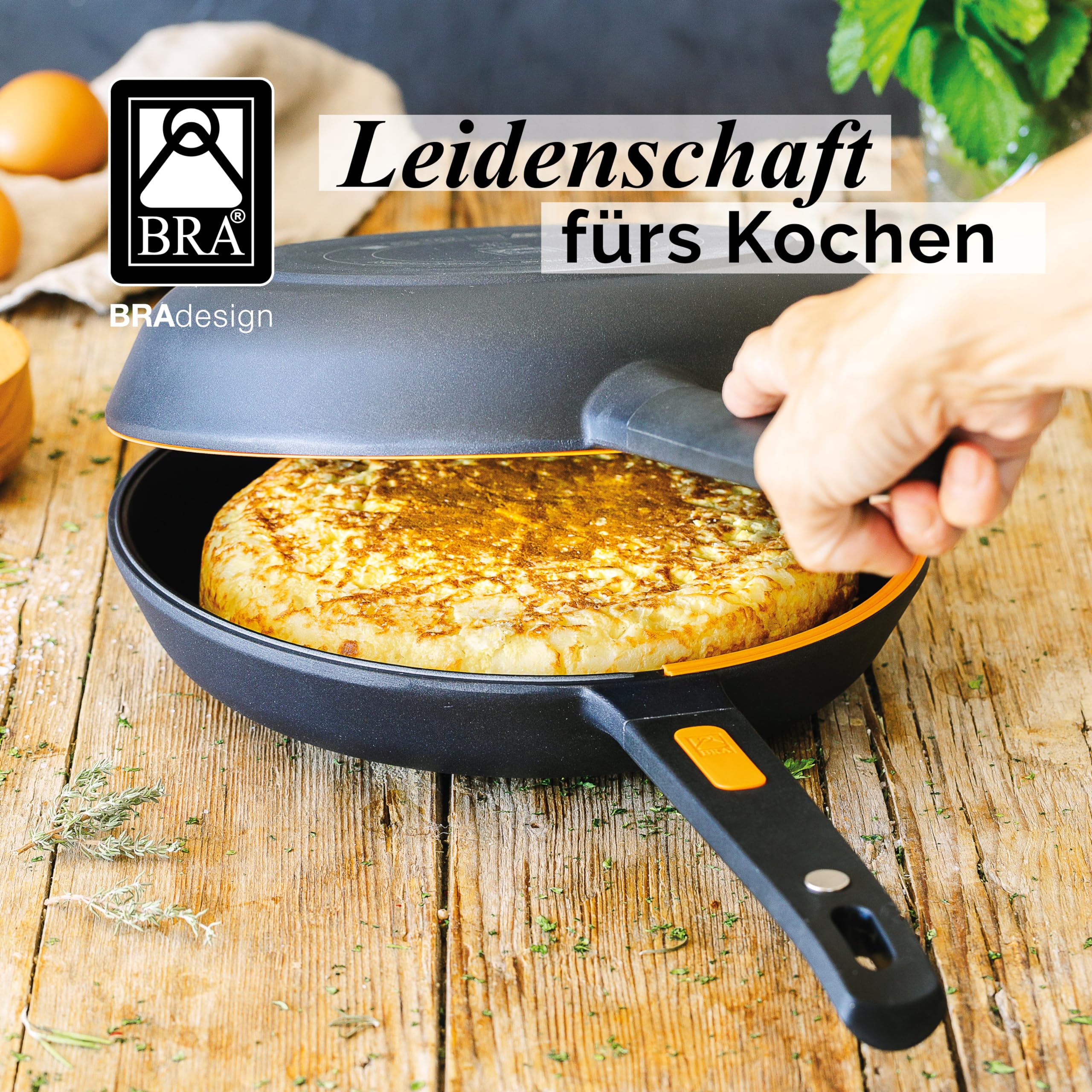 BRA Efficient Duo | Doppelte Kartoffel-Omelette-Bratpfanne, 24 cm Durchmesser, Aluminiumguss, dreifache Antihaftschicht, 100% PFOA-frei, für alle Herdarten