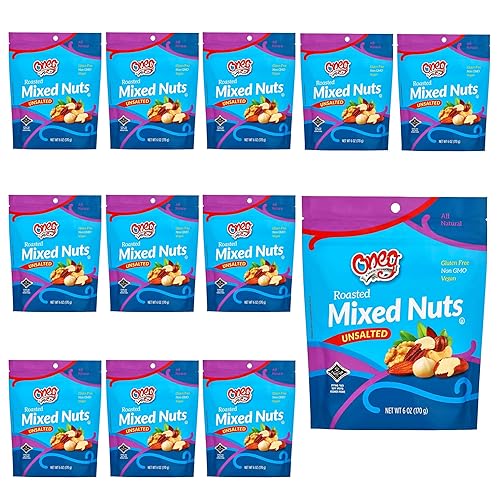 Oneg - Frutos secos mixtos tostados, sin sal y totalmente naturales, bocadillos Kosher con alto contenido de proteínas, aperitivo keto saludable,