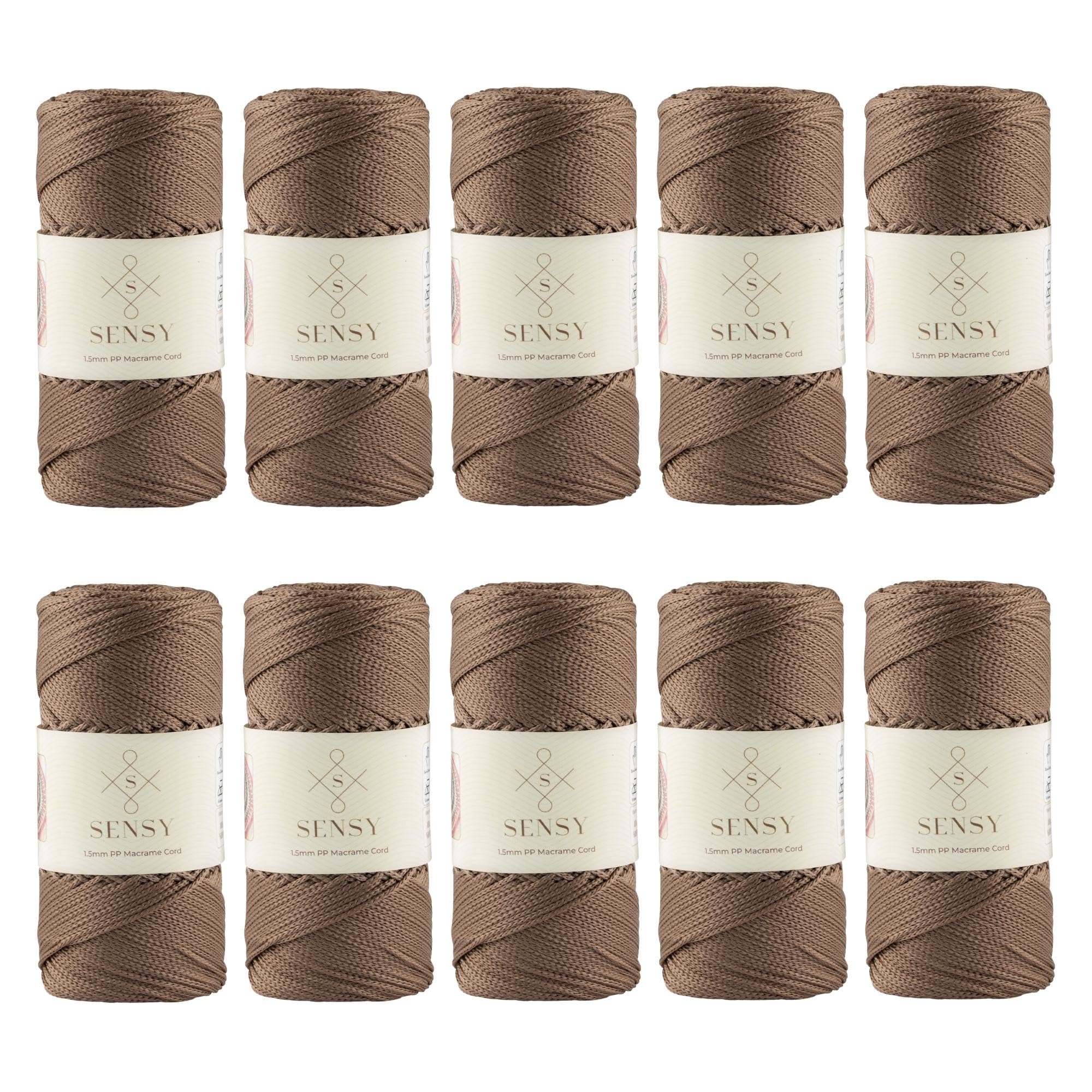 10 Skeins of Sensy Premium 1.5mm 164 Yards Polyester Rope 100% Polypropylene Cord Macrame Cord 1.5mm Crochet Bag Cord Macrame Rope Crochet Thread Gift for Knitter (Mink)
