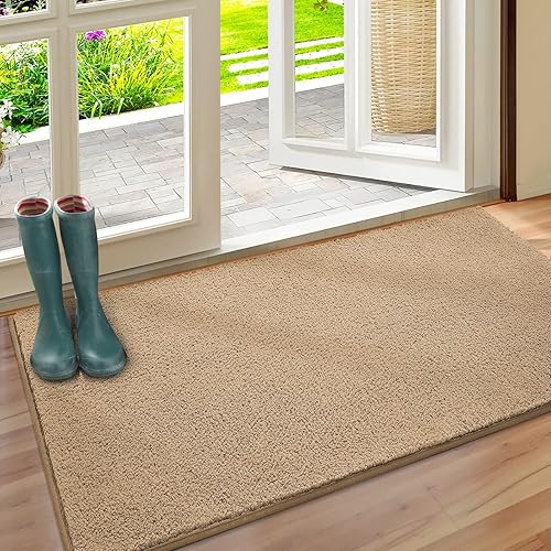 Miniatura 10 de HOMEIDEAS Tapete para puerta interior, 17 x 29 pulgadas, tapete para puerta delantera, absorbente, lavable, antideslizante, para entrada, tapete