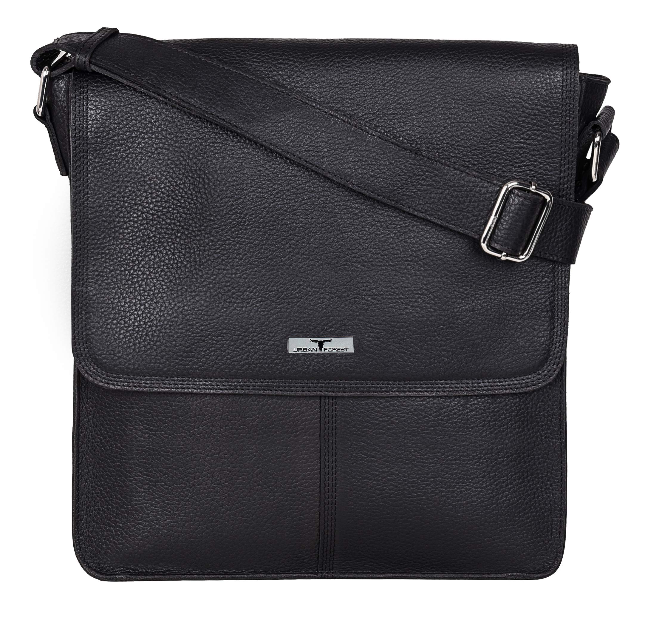 Zack Black Leather Messenger Bag for Men-image-24