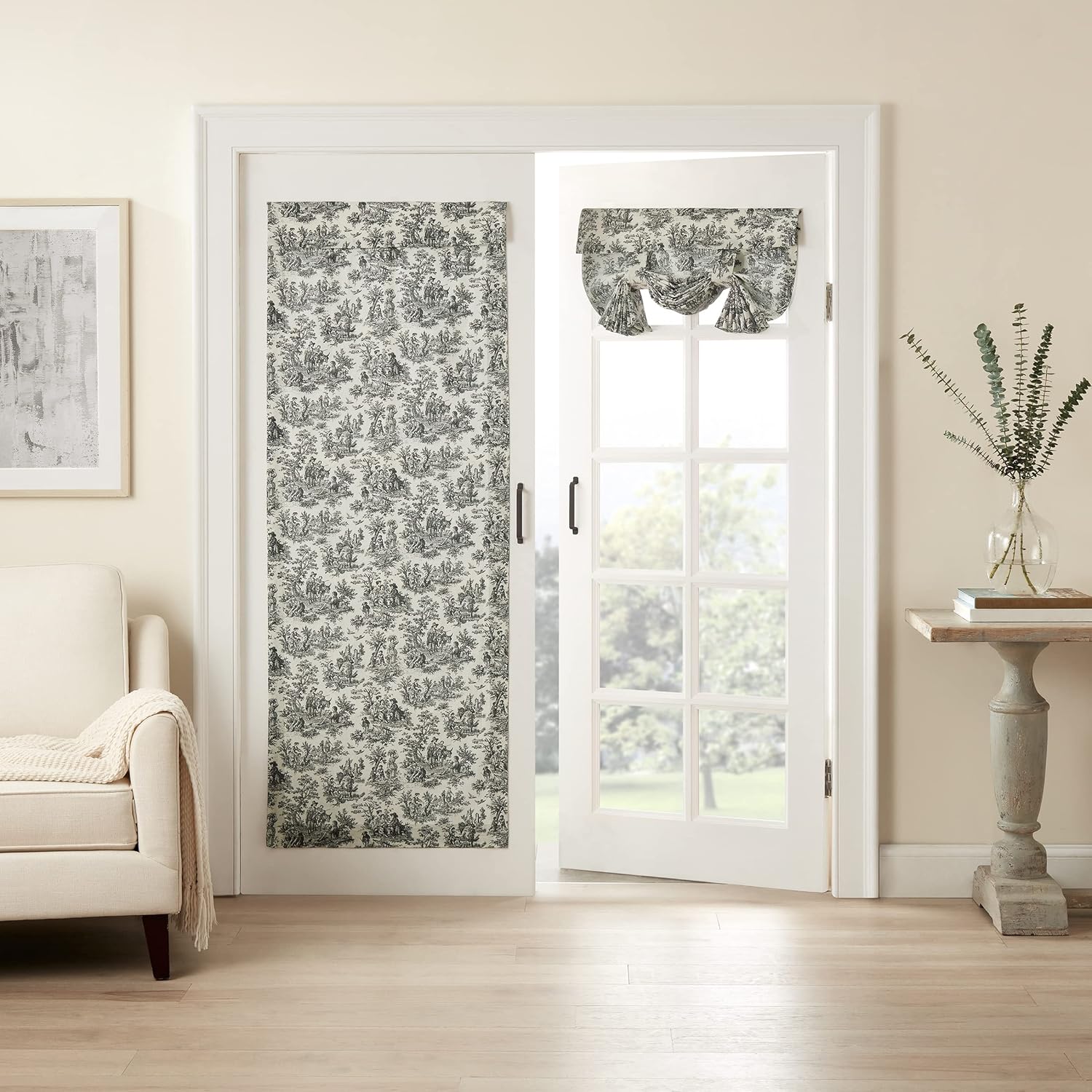 Waverly Charmed Life Classic French Country Curtain for Window of French Door, Glass Door, or Patio Door, Single Panel, 26" x 68", Onyx