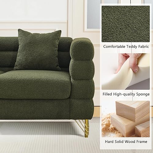 Miniatura 6 de mikibama Juego de sofá Teddy de lujo para sala de estar, muebles de decoración moderna sofá seccional, sofá de 3 plazas y loveseat con 5 almohadas