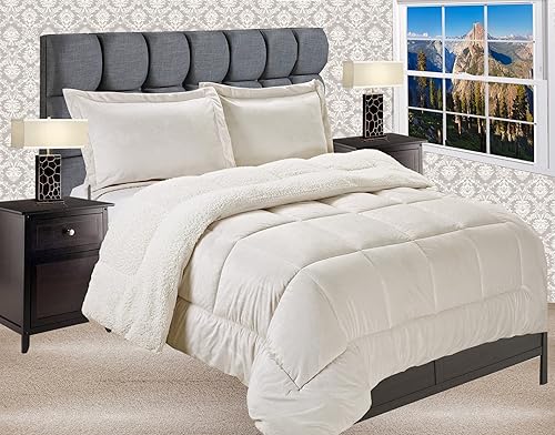 Miniatura 8 de Elegant Comfort Softest - Juego de edredón de 3 piezas de microvisón de alta calidad, suave, acogedor, con respaldo de sherpa, reversible